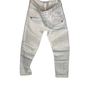 BALMAIN White Jean Moto Pants Size 33